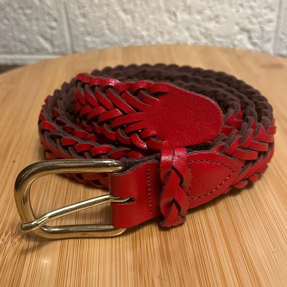 Capezio Accessories - Capezio Genuine Leather Red Braided Belt Goldtone Buckle Size M/L, Like New